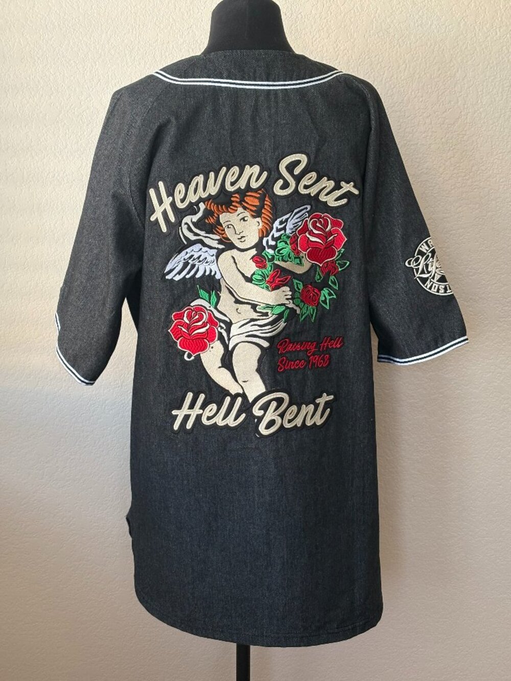 Watson XL Heaven Sent Hell Bent Embroidered Rockabilly Zip Shirt